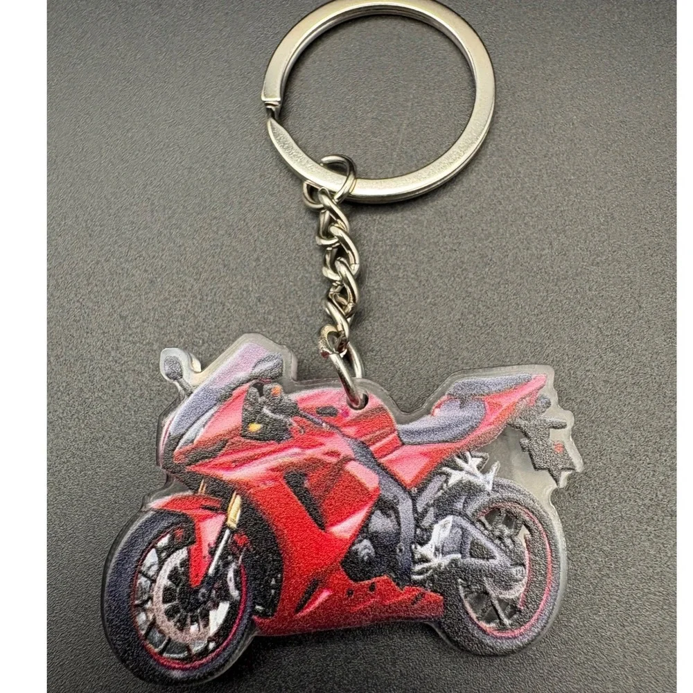 Red Sport Motorcycle Keychain Bike Bike‎ Charm Keyring For Men Women